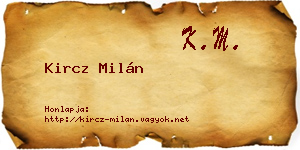 Kircz Milán névjegykártya